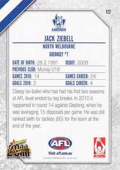 2011 Select AFL Champions #122 Jack Ziebell Back